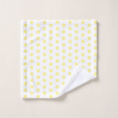Happy Joyful Cheerful Yellow Polkadots op wit Bad Handdoek (Wasdoekje)