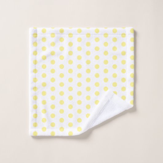 Happy Joyful Cheerful Yellow Polkadots op wit Bad Handdoek (Wasdoekje)