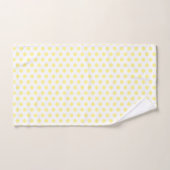 Happy Joyful Cheerful Yellow Polkadots op wit Bad Handdoek (Handdoek)