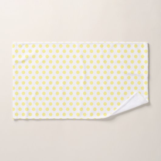 Happy Joyful Cheerful Yellow Polkadots op wit Bad Handdoek (Handdoek)