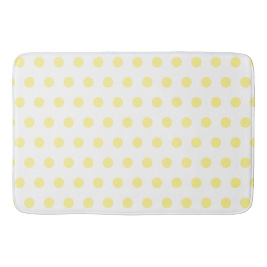 Happy Joyful Cheerful Yellow Polkadots op wit Badmat (Voorkant)