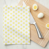 Happy Joyful Cheerful Yellow Polkadots op wit Theedoek (Quarter Fold)
