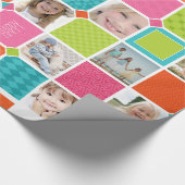 Happy Joyful Fun Photo Wrapping Paper Cadeaupapier (Hoek)
