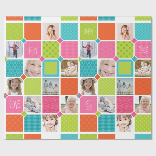 Happy Joyful Fun Photo Wrapping Paper Cadeaupapier (Vlak)