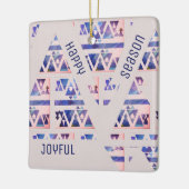 Happy Joyful Season Modern Blue & Off White Keramisch Ornament (Links)