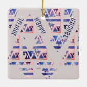 Happy Joyful Season Modern Blue & Off White Keramisch Ornament (Achterkant)