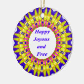 HAPPY JOYOUS EN GRATIS Geschreven in Levendige Des Keramisch Ornament (Links)