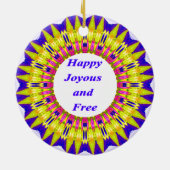 HAPPY JOYOUS EN GRATIS Geschreven in Levendige Des Keramisch Ornament (Achterkant)