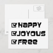 Happy Joyous Free Briefkaart (Voorkant / Achterkant)