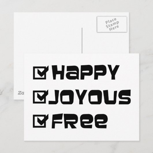 Happy Joyous Free Briefkaart (Voorkant / Achterkant)