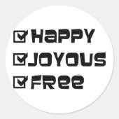 Happy Joyous Free Ronde Sticker (Voorkant)