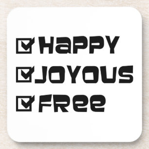 Happy Joyous Free Slogan Quote Fun Text Grafisch Bier Onderzetter