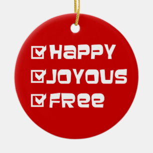 Happy Joyous Free Slogan Quote Fun Text Grafisch Keramisch Ornament