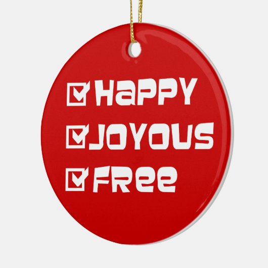 Happy Joyous Free Slogan Quote Fun Text Grafisch Keramisch Ornament (Links)