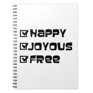 Happy Joyous Free Slogan Quote Fun Text Grafisch Notitieboek