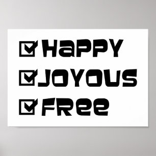 Happy Joyous Free Slogan Quote Fun Text Grafisch Poster