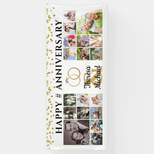 Happy Jubileum 18 Aangepast fotocollage Spandoek (Verticaal)