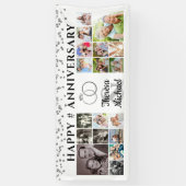 Happy Jubileum 18 Aangepaste Silver voor fotoColla Spandoek (Verticaal)