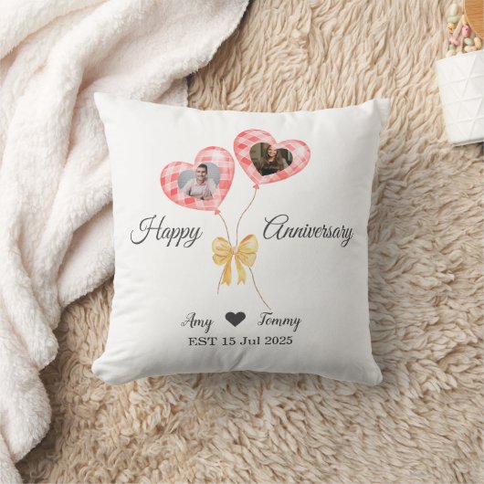 Happy Jubileum - Aangepaste foto op rode ballon Kussen (Deken)