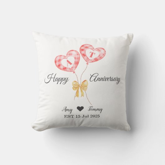 Happy Jubileum - Aangepaste letter op rode ballon Kussen (Voorkant)