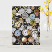 Happy Jubileum Antieke klokken Kaart (Gele Bloem)