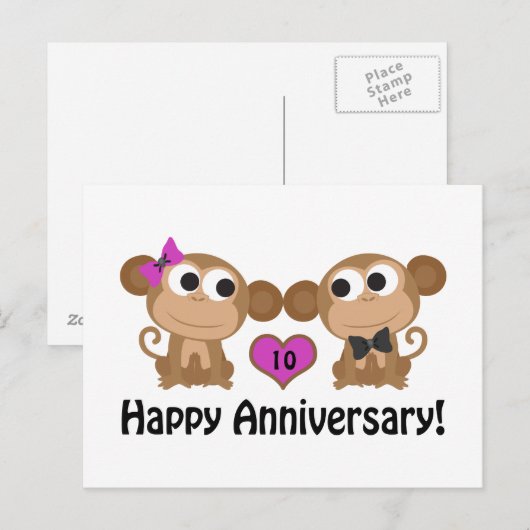 Happy Jubileum-apen Briefkaart (Voorkant / Achterkant)