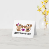 Happy Jubileum-apen Kaart (Gele Bloem)