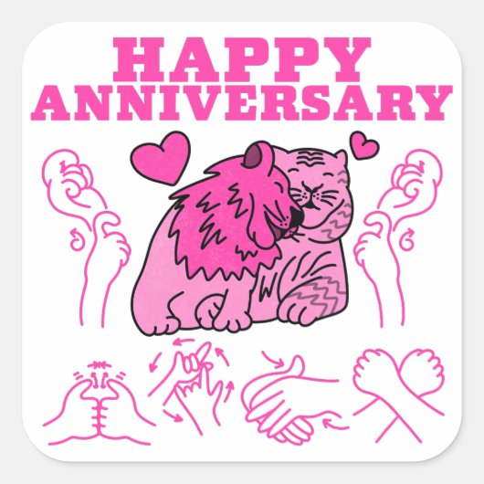 Happy Jubileum - ASL Design Vierkante Sticker (Voorkant)