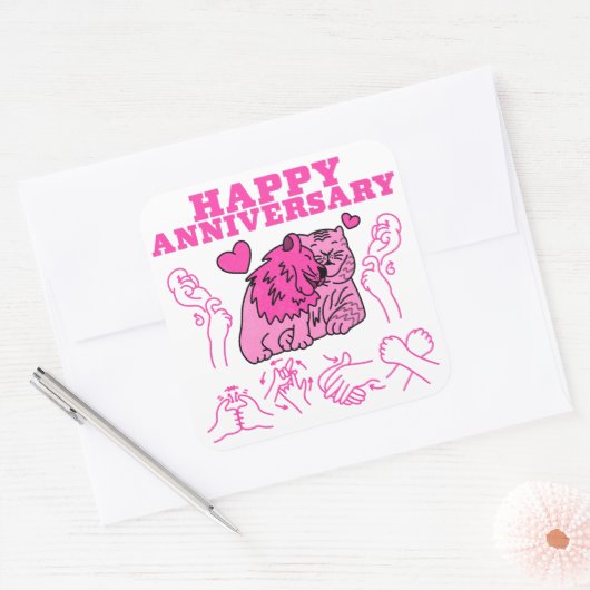Happy Jubileum - ASL Design Vierkante Sticker (Envelop)