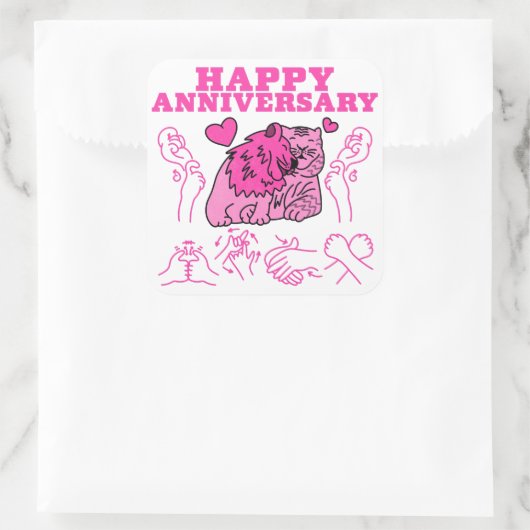 Happy Jubileum - ASL Design Vierkante Sticker (Tas)