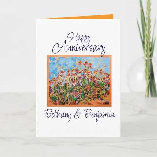 Happy Jubileum Beste Wens Coneflowers Kaart (Voorkant)