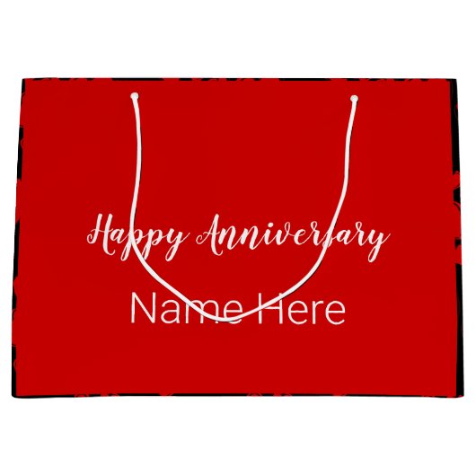 Happy Jubileum Black en Red met hart Groot Cadeauzakje (Voorkant)