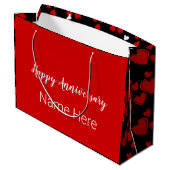 Happy Jubileum Black en Red met hart Groot Cadeauzakje (Achterkant Gekanteld)