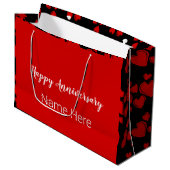 Happy Jubileum Black en Red met hart Groot Cadeauzakje (Voorkant Gekanteld)