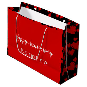 Happy Jubileum Black en Red met hart Groot Cadeauzakje