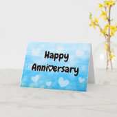 Happy Jubileum Blue en Black Hearts Kaart (Gele Bloem)