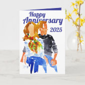 Happy Jubileum Blue Jeans en truien Kaart (Gele Bloem)