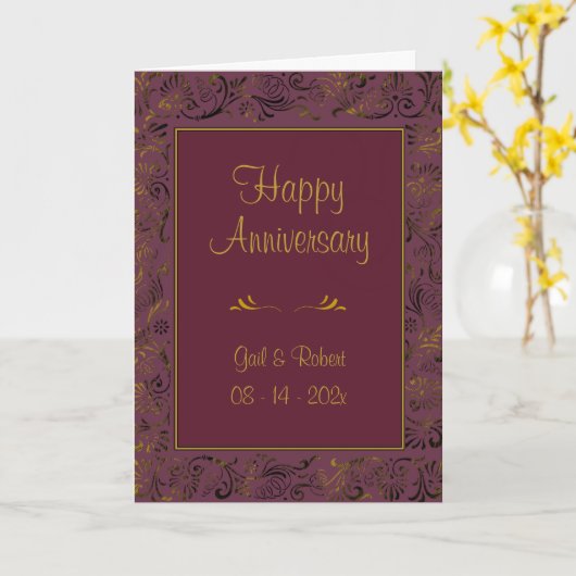 Happy Jubileum Bourgondië Gold Kaart (Gele Bloem)