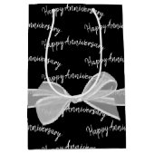 Happy Jubileum Bow op zwart Medium Cadeauzakje (Voorkant)