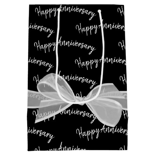 Happy Jubileum Bow op zwart Medium Cadeauzakje (Achterkant)