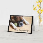 Happy Jubileum Boxer Dog wenskaart Kaart (Gele Bloem)