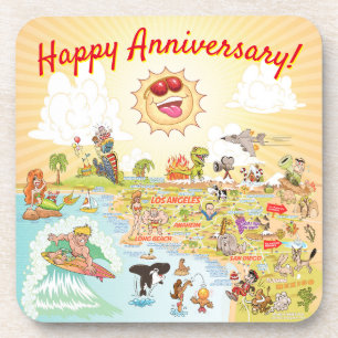 Happy Jubileum California Plastic Onderzetter