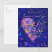 Happy Jubileum Card Butterfly Heart - Love Briefkaart (Voorkant / Achterkant)