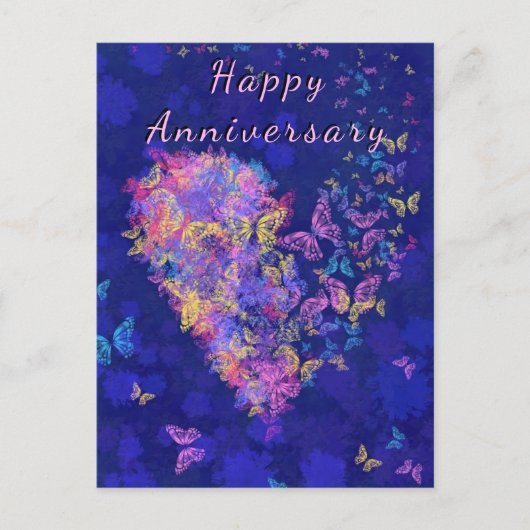 Happy Jubileum Card Butterfly Heart - Love Briefkaart (Voorkant)