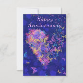 Happy Jubileum Card Butterfly Heart Romantic Kaart (Voorkant)