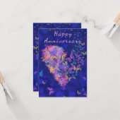 Happy Jubileum Card Butterfly Heart Romantic Kaart (Voorkant / Achterkant in situ)