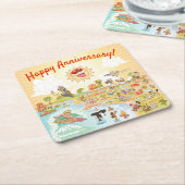 Happy Jubileum Cartoon California Onderzetter (Schuin)