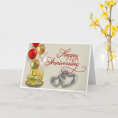 Happy Jubileum Champagne en Balloons Greeting Kaart (Gele Bloem)