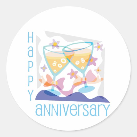 "Happy Jubileum" Champagne ontwerp Ronde Sticker (Voorkant)