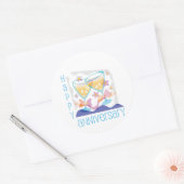 "Happy Jubileum" Champagne ontwerp Ronde Sticker (Envelop)